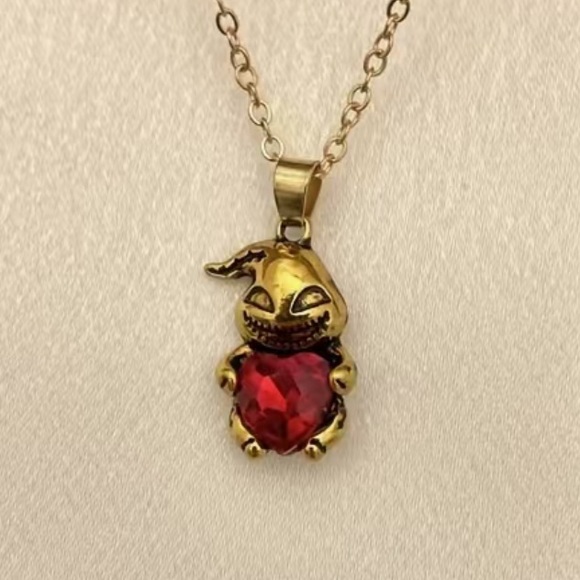 Oogie Boogie Character Red Heart Charm Metal Pendant Necklace - Picture 6 of 8